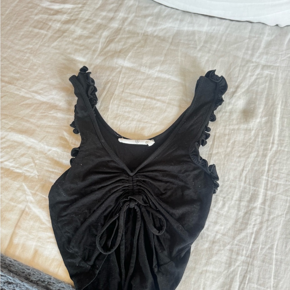 Black Ruffled Women's Top